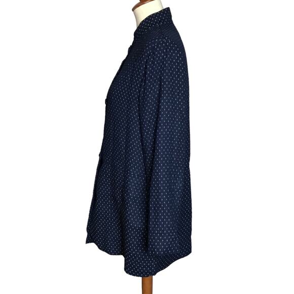 Raquel Allegra Jaquard Navy Blue Diamond Print Buttoned Blazer Coat Jacket Small - Picture 9 of 16